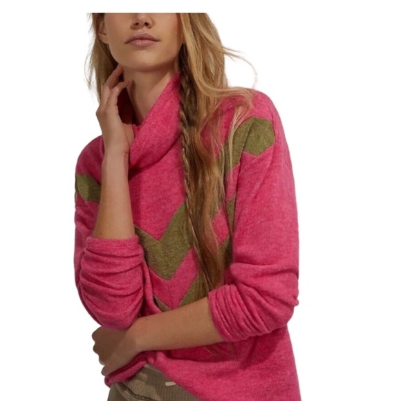 Anthropologie Ella Mara Color Block Cowl Neck Pullover Sweatshirt NWT Size MP - Picture 1 of 10